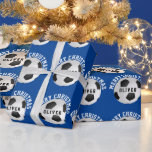 Voetbal Football Balls Kinder naam Blue Christmas Cadeaupapier<br><div class="desc">Voetbal Football Balls Kinder naam Blauw Kerst Wrapping Papier Bladen. Personaliseer met jouw naam. U kunt de tekst Merry Christmas veranderen.</div>