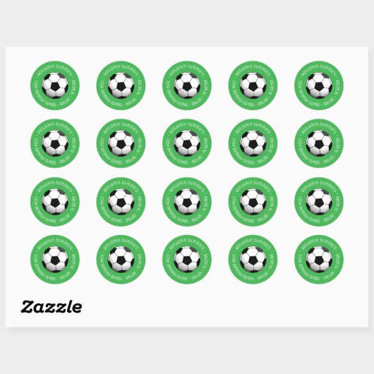 Voetbal Football bij groene aangepaste tekst Ronde Sticker (Vel)