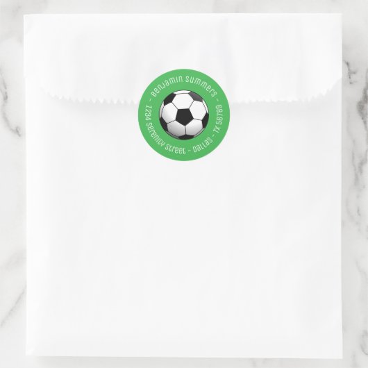 Voetbal Football bij groene aangepaste tekst Ronde Sticker (Tas)