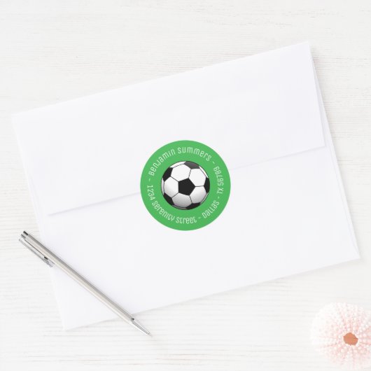 Voetbal Football bij groene aangepaste tekst Ronde Sticker (Envelop)