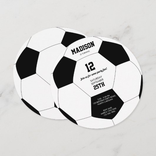 Voetbal Football Birthday Party Invitation Kaart (Voorkant / Achterkant)