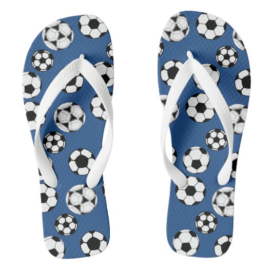 Voetbal football blauw teenslippers (Voetbed)
