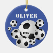 Voetbal Football Blue Sports Kinder Keepomwille Keramisch Ornament (Voorkant)