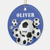 Voetbal Football Blue Sports Kinder Keepomwille Keramisch Ornament (Links)