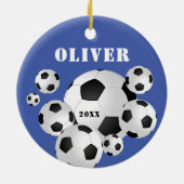 Voetbal Football Blue Sports Kinder Keepomwille Keramisch Ornament (Achterkant)