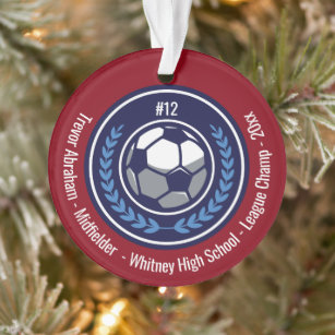 Voetbal Football Champion Team Monogram Rood Blauw Ornament