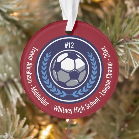Voetbal Football Champion Team Monogram Rood Blauw Ornament (Boom)