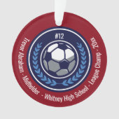 Voetbal Football Champion Team Monogram Rood Blauw Ornament (voorkant)