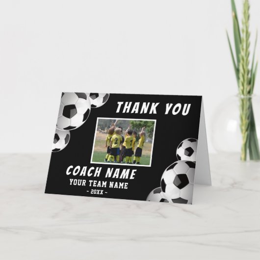 Voetbal Football Coach Naam Foto Bedankkaart (Voorkant)