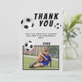 Voetbal Football Dank u Verjaardag Fotokaart Bedankkaart (Staand voorkant)