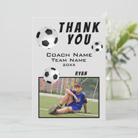 Voetbal/Football Dank u wel Coach-fotokaart Bedankkaart (Staand voorkant)