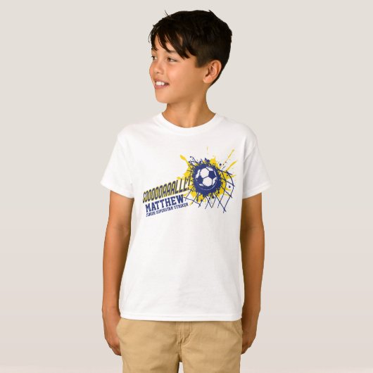 Voetbal / football Doel aangepaste kinder sport t- T-shirt (Voorkant volledig)
