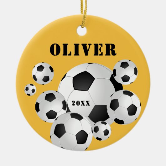 Voetbal Football Gele sport Kinderen Keramisch Ornament (Voorkant)