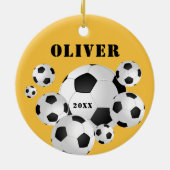 Voetbal Football Gele sport Kinderen Keramisch Ornament (Achterkant)