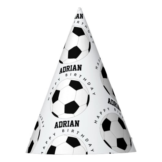 Voetbal Football Gepersonaliseerde naam Birthday Feesthoedjes (Voorkant)