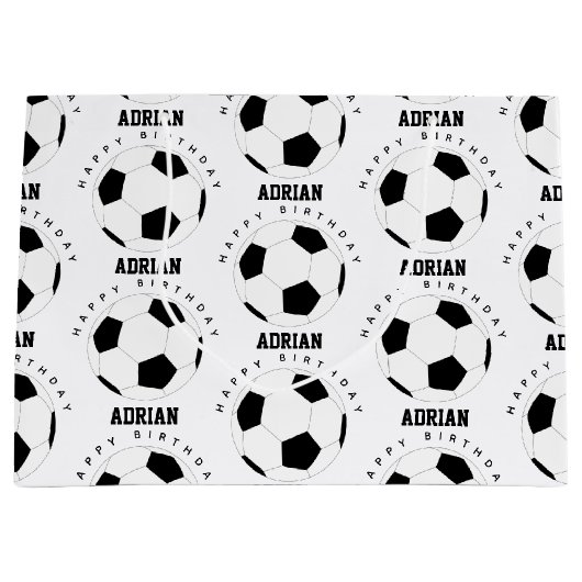 Voetbal Football Gepersonaliseerde naam Birthday Groot Cadeauzakje (Voorkant)