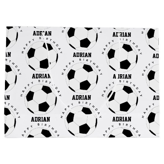 Voetbal Football Gepersonaliseerde naam Birthday Groot Cadeauzakje (Achterkant)