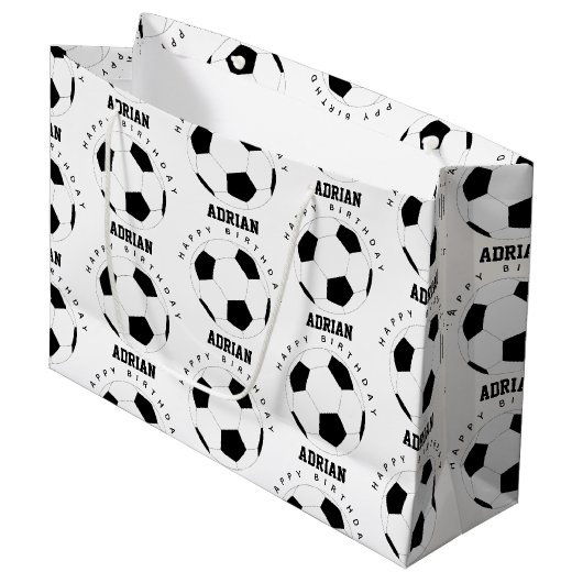 Voetbal Football Gepersonaliseerde naam Birthday Groot Cadeauzakje (Voorkant Gekanteld)