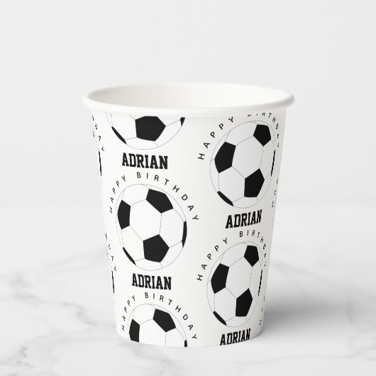 Voetbal Football Gepersonaliseerde naam Birthday Papieren Bekers (Achterkant)