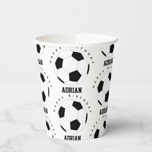 Voetbal Football Gepersonaliseerde naam Birthday Papieren Bekers (Links)