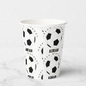 Voetbal Football Gepersonaliseerde naam Birthday Papieren Bekers (Rechts)