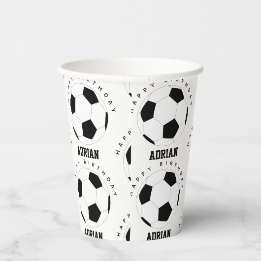 Voetbal Football Gepersonaliseerde naam Birthday Papieren Bekers (Rechts)