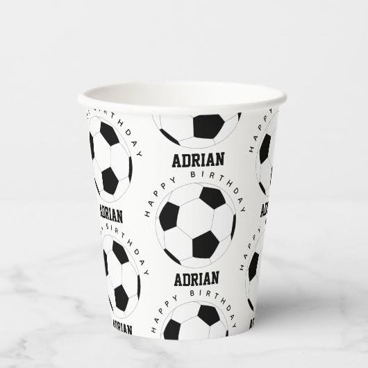 Voetbal Football Gepersonaliseerde naam Birthday Papieren Bekers (Voorkant)