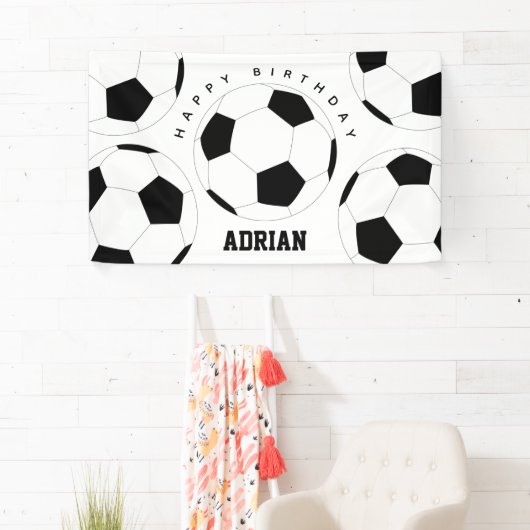 Voetbal Football Gepersonaliseerde naam Birthday Spandoek (Insitu)