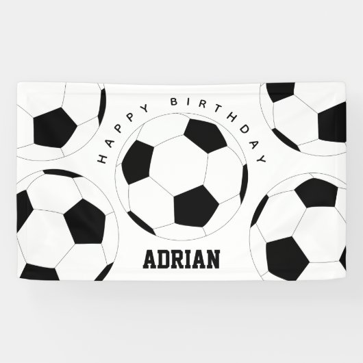 Voetbal Football Gepersonaliseerde naam Birthday Spandoek (Horizontaal)