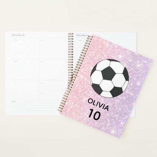 Voetbal Football gepersonaliseerde naam en nummer Planner (Display)