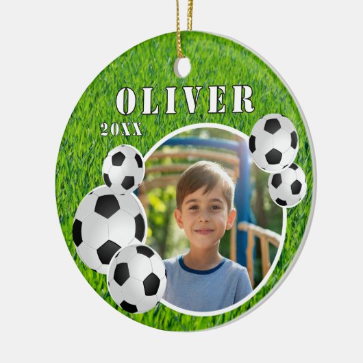 Voetbal Football Grass Sport Foto Keramisch Ornament (Links)