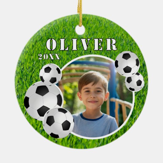 Voetbal Football Grass Sport Foto Keramisch Ornament (Achterkant)