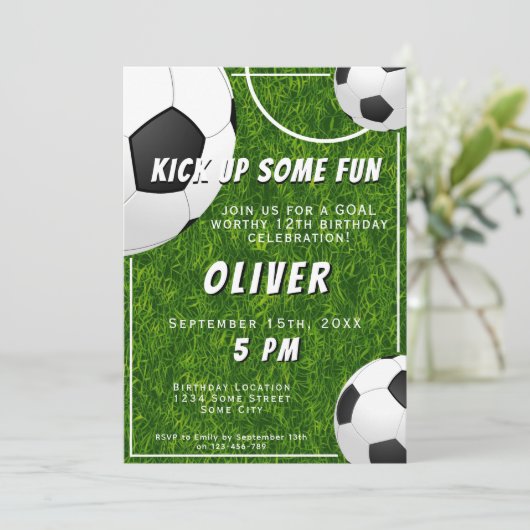 Voetbal Football Grass Sport Kids Verjaardag Kaart (Staand voorkant)