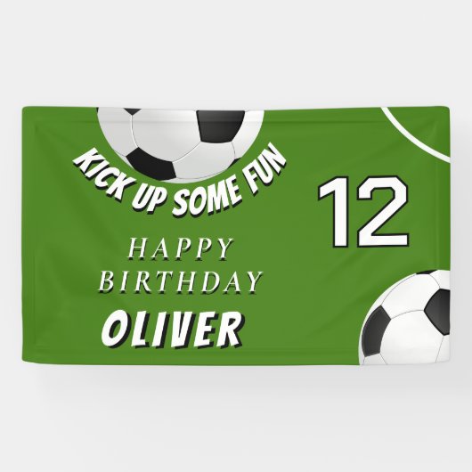 Voetbal Football Grass Sport Kids Verjaardag Spandoek (Horizontaal)