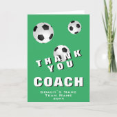 Voetbal Football Groen Dank u Coach Kaart (Voorkant)