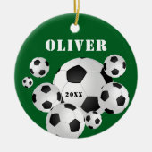 Voetbal Football Groene Sport Kinder Keepsake Keramisch Ornament (Voorkant)