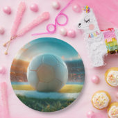 Voetbal Football in wit Papieren Bordje (Feest)