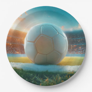 Voetbal Football in wit Papieren Bordje