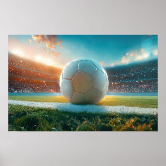 Voetbal Football in wit Poster (Voorkant)