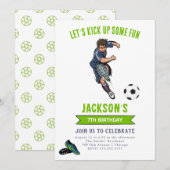 Voetbal football jongens verjaardagsfeestuitnodigi kaart (Voorkant / Achterkant)