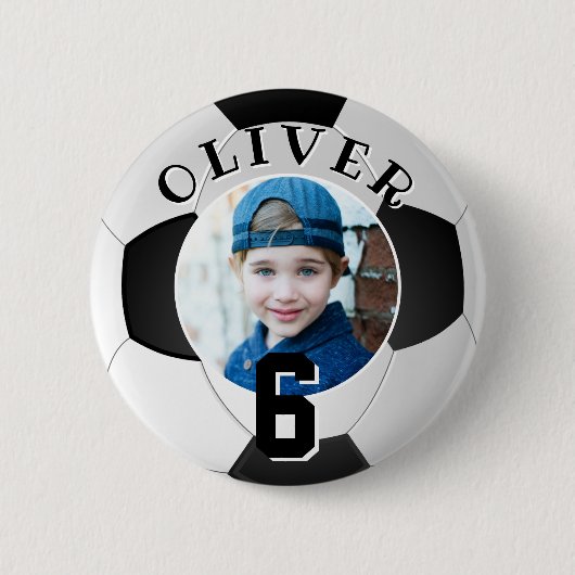 Voetbal Football Kids Verjaardag Leeftijd Foto Ronde Button 5,7 Cm (Voorkant)