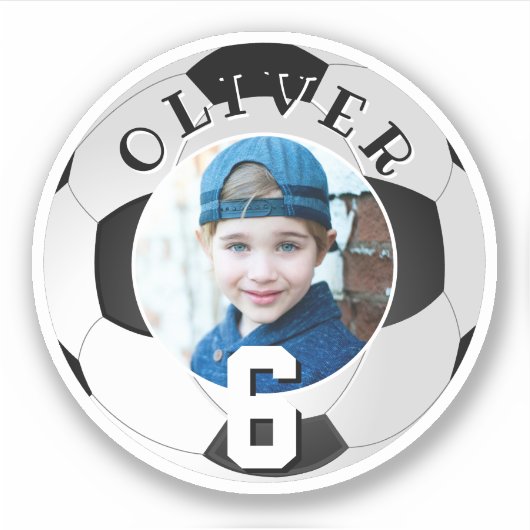 Voetbal Football Kids Verjaardag Leeftijd Foto Sticker (Voorkant)