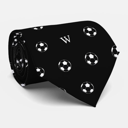 Voetbal Football Lover Gift Monogram Initialen Zwa Stropdas (Opgerold)