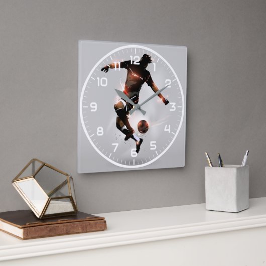 Voetbal | Football Modern Vierkante Klok (Kantoor)