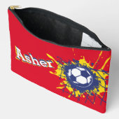 Voetbal football net boys naam rood potlood hoesje etui (Open)