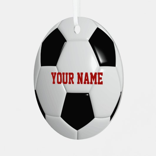Voetbal Football op maat Metalen Ornament (Voorkant links)