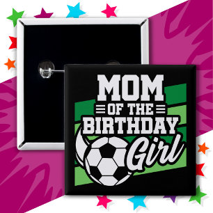 Voetbal Football Party Moeder van de Verjaardags M Vierkante Button 5,1 Cm
