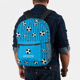 Voetbal Football Patroon Blauw Bedrukte Rugzak