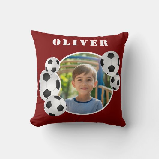 Voetbal Football Rode Sport Foto Kussen (Voorkant)
