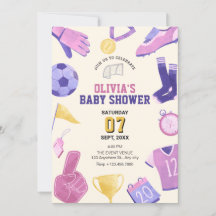 Voetbal football roze paarse spel baby shower